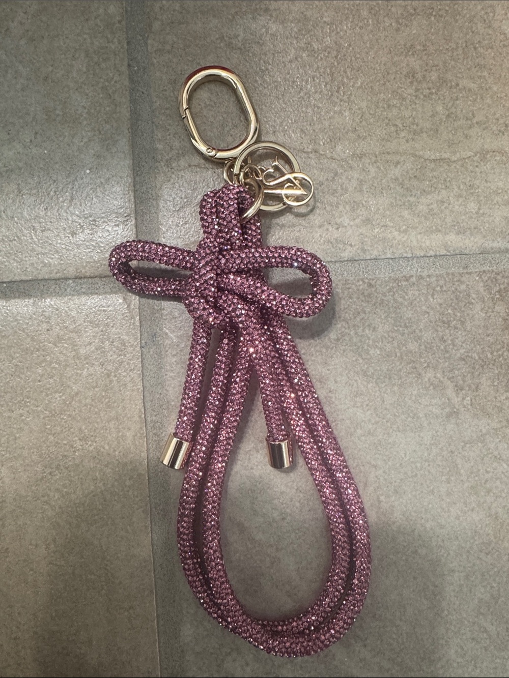 Victoria's Secret Sparkle Rope Knot Keychain - Rose Pink with Gold